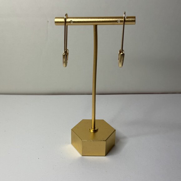 Gold Safety Pin Earrings Surgical Steel NWT - Picture 3 of 4